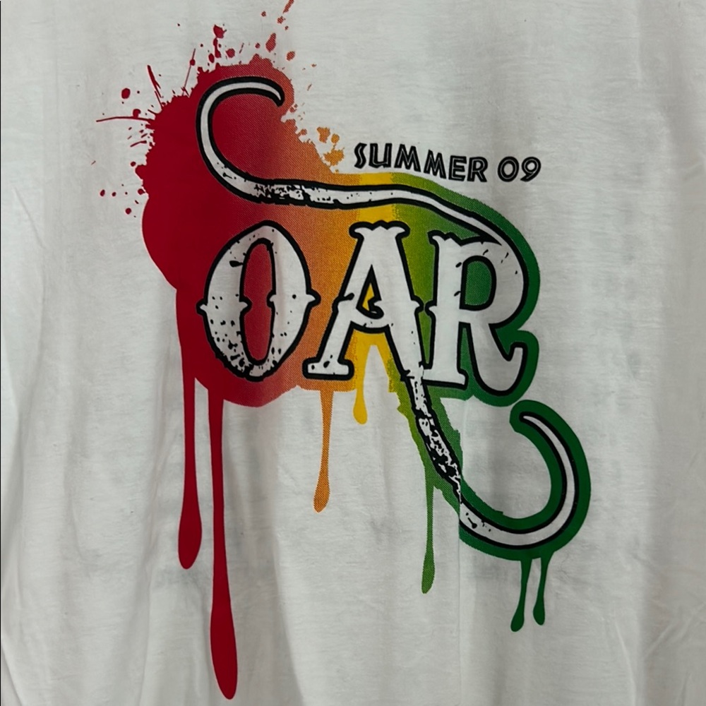 Vintage Summer 2009 OAR Band Tee White Short Sleeve Tee with Logo Graphic Design - Picture 2 of 9
